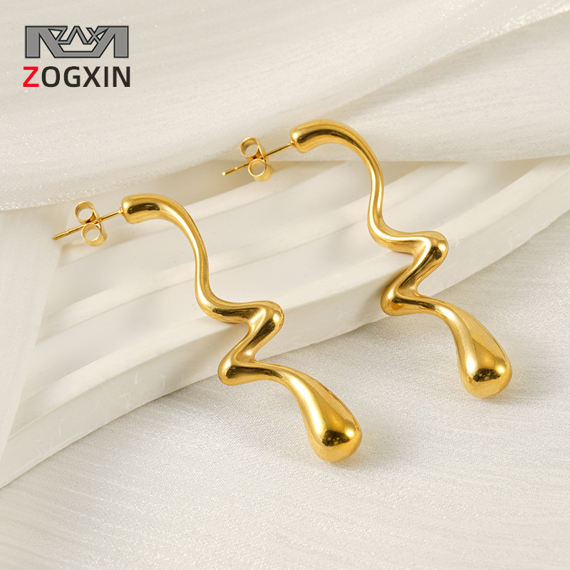 Pendientes geométricos con sentido de la tendencia de diseño de celebridades europeas y americanas Pendientes irregulares retro de temperamento de nicho femenino