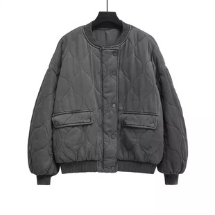 Zatrax-2024 New Autumn and Winter Women's Casual Loose Flip Flap Pocket Pants Quilted Cotton Jacket Flight Jacket