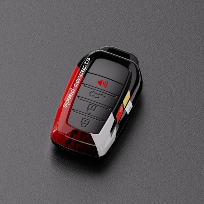 トヨタ車のキーカバー、カローラ、CHR、ハイランダー、レイリン、カムリ、RAV4に適しています。カーボンファイバー塗装。|undefined