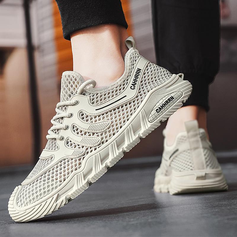2025 verano nuevo estilo red grande zapatos deportivos huecos zapatos casuales para hombres zapatos de vadeo de río de todo fósforo zapatos de malla al aire libre