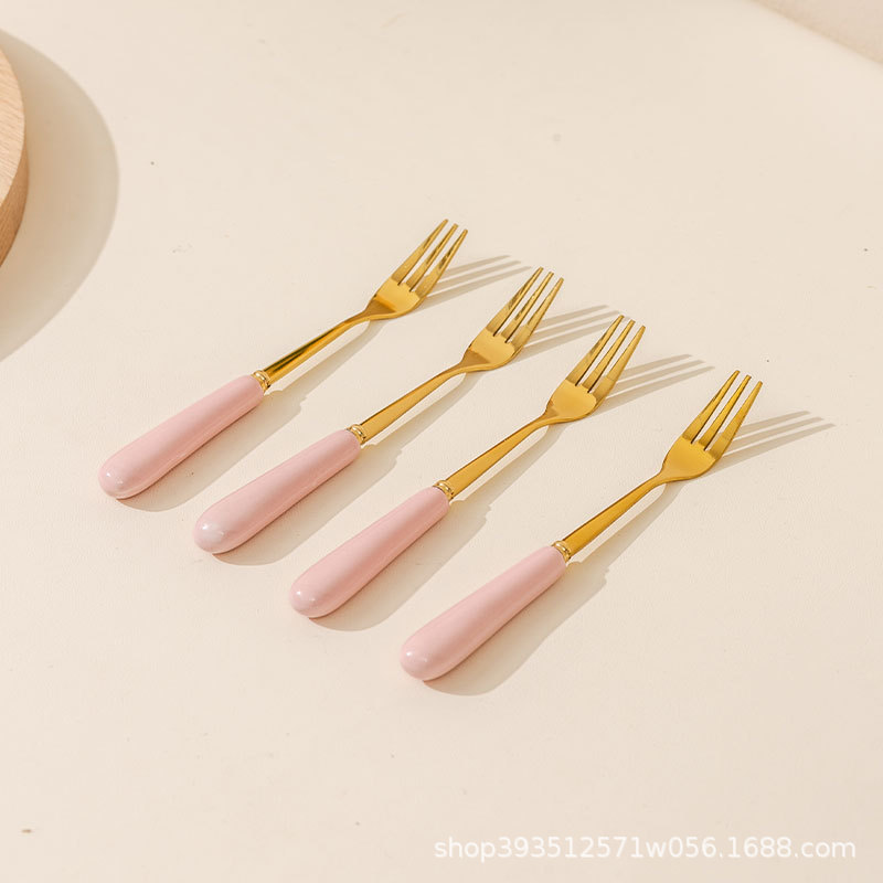 핑크 작은 포크 (단일)