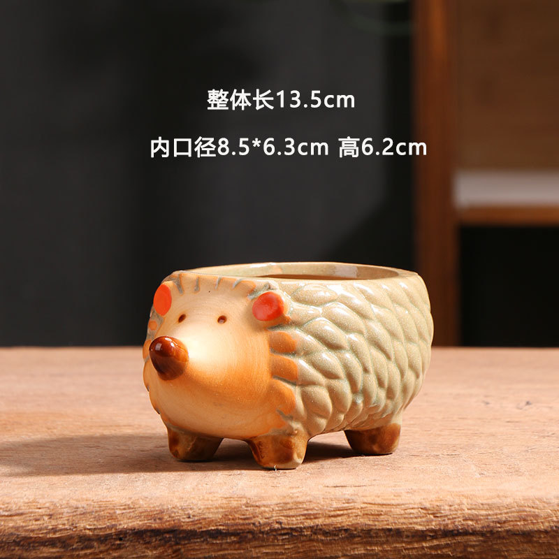 K esmalte creativo tortuga pequeño animal de cerámica suculenta maceta retro simple lindo carne olla pequeño tamaño pulgar olla