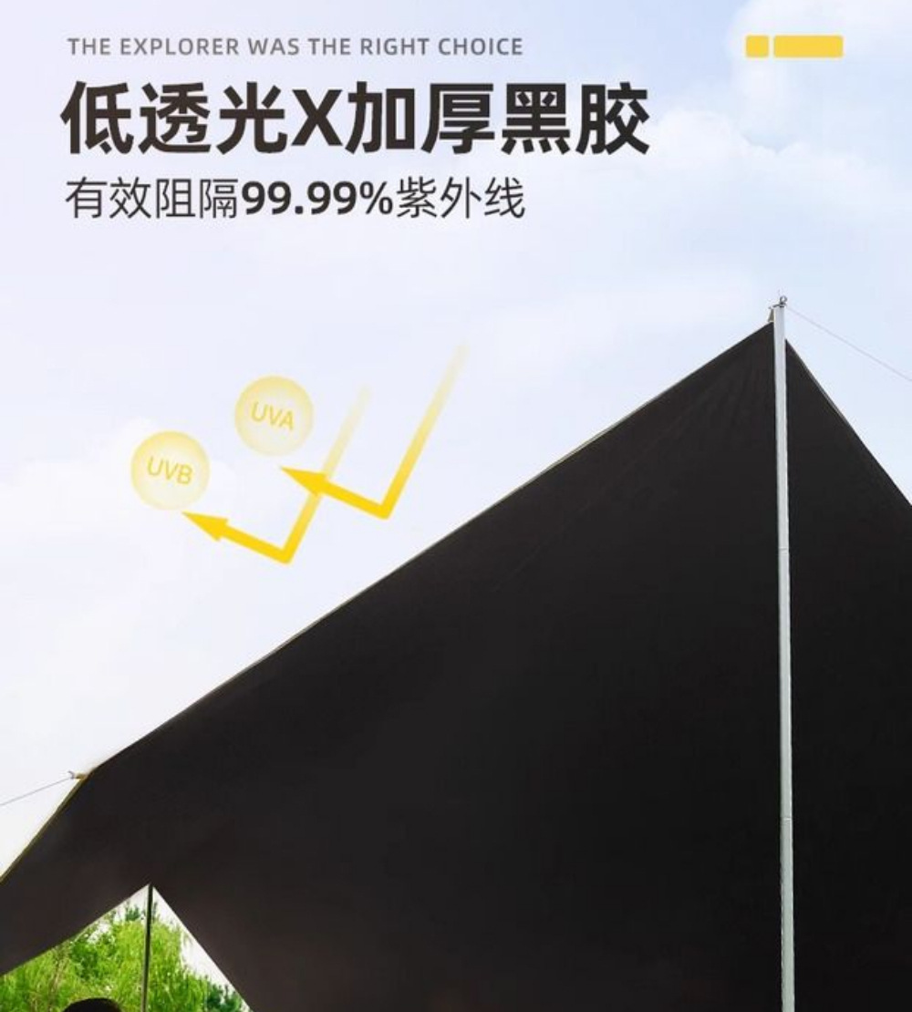 Vinyl Canopy Tent Outdoor Camping Sunshade Portable Sun Protection Rain Shelter Uv-Resistant Silver-Coated Beach Tarp