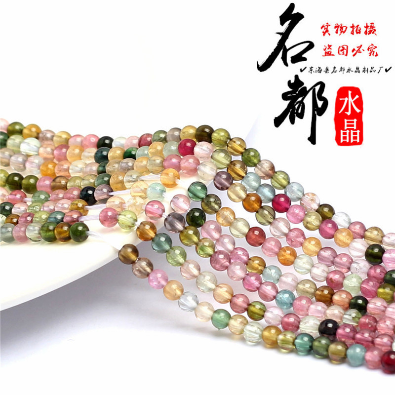 名都水晶スリランカ碧璽散珠部品7a天然キャンディースイカ彩碧円珠卸売り|undefined