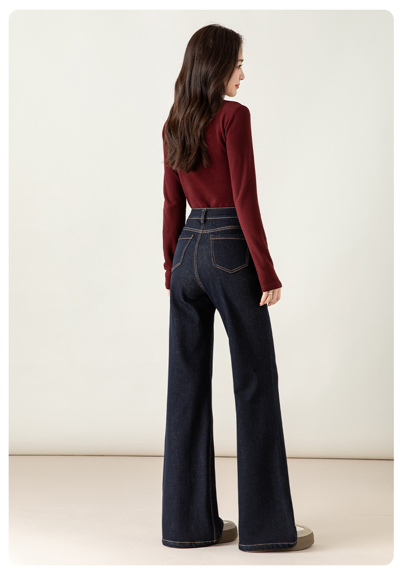 Quần jean nữ ống loe cạp cao dáng bootcut, lót lông mùa đông — Xanh denim (mùa đông cộng nhung) 85635 chi tiết 27