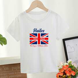 hailee字母儿童T恤可爱英国旗帜上衣欧美风棉跨境ebay新款夏