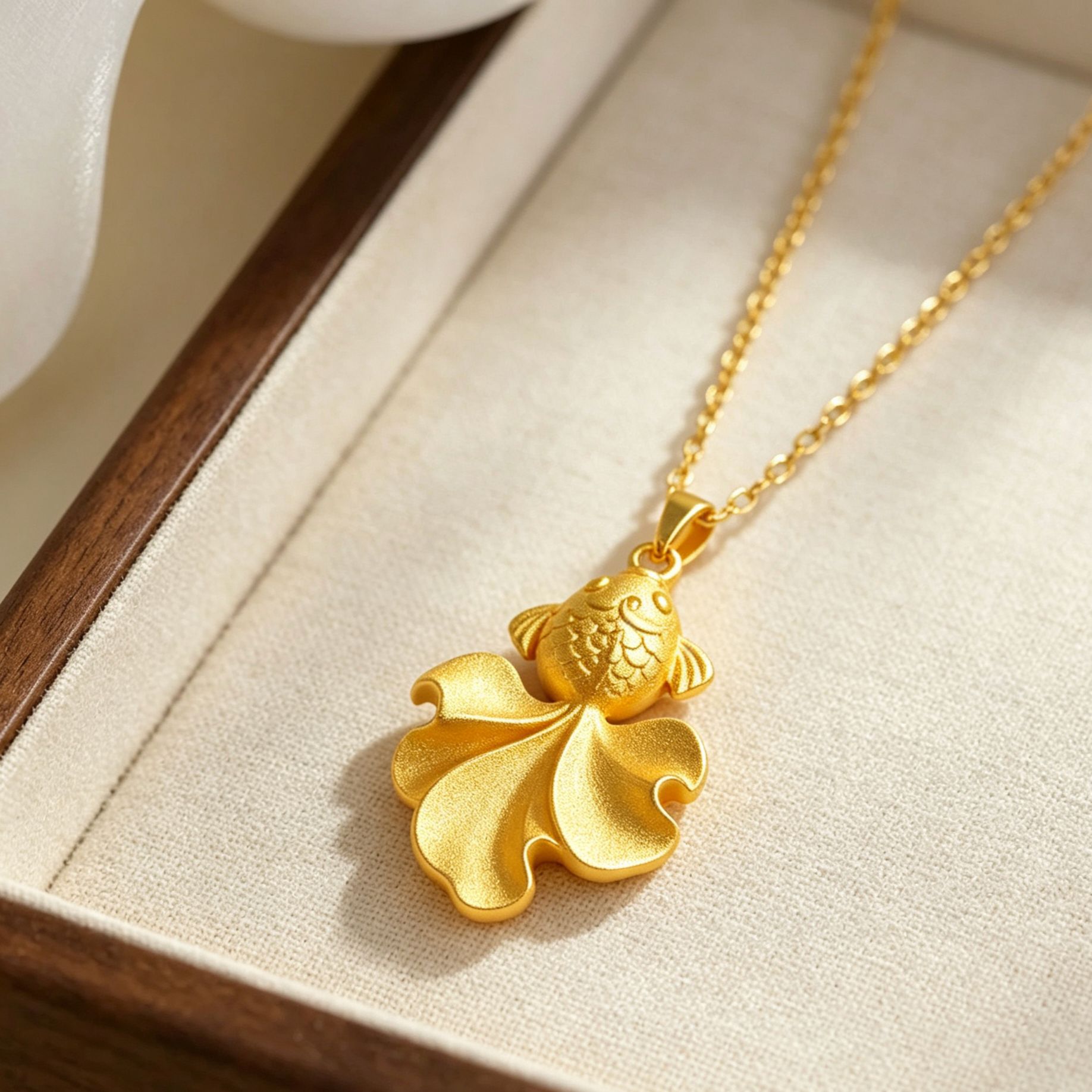 Gold-plated jewelry, the "Flowing Gold" lucky big goldfish pendant necklace, a long-lasting, non-fading accessory for women, high-end light luxury goldfish pendant