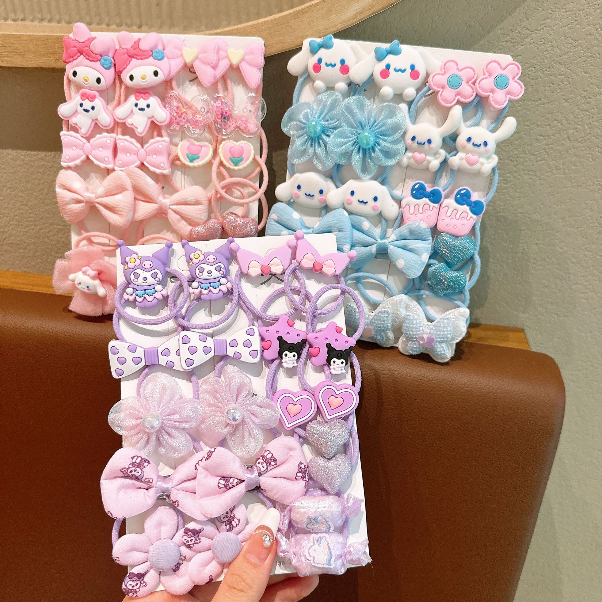 Hermoso Koolomi para el cabello de niña dibujos animados anillo de cabello de 20 piezas conjunto de niños cuerda de cabeza super lindo para la pequeña niña toque de cabeza