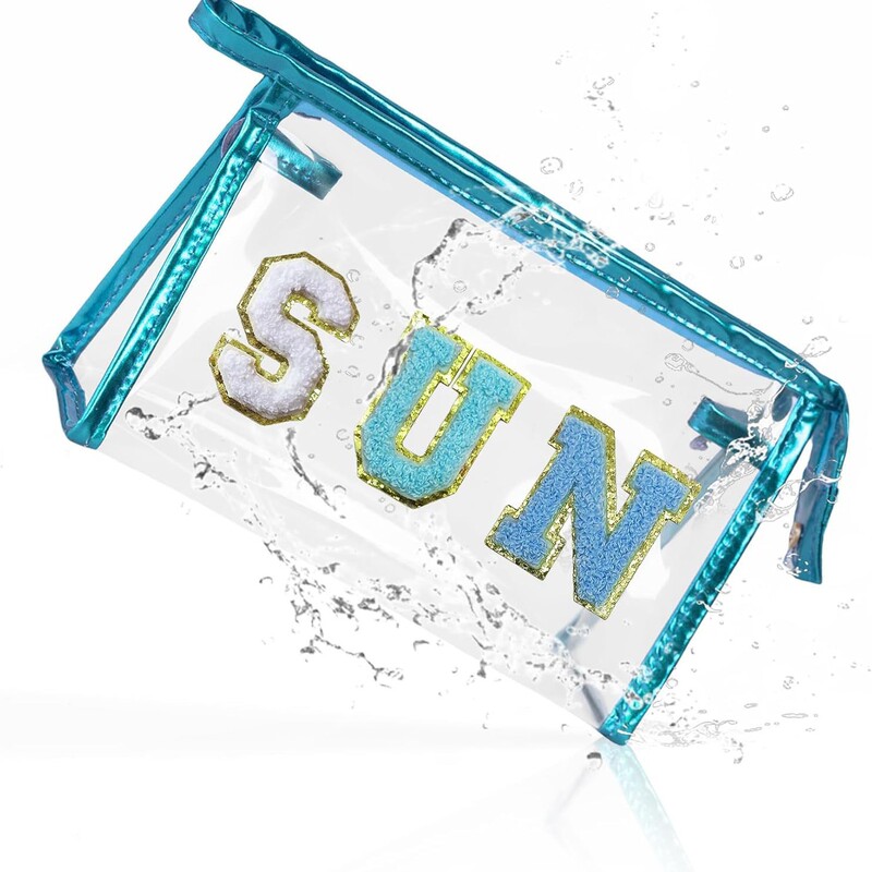 クロスボーダー透明化粧品バッグ、レターパッチ付き日焼け止めバッグ、夏のビーチの必需品アクセサリー、レーザーエッジングトイレタリーバッグ|undefined