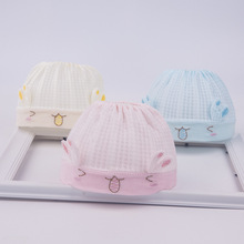 婴儿帽子0纱布3个月男女宝宝夏季薄款棉新生儿透气6卤门帽凉帽春1