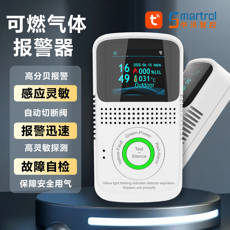 国境を越えたワイヤレスガス検知器 WiFi 可燃性ガス警報器 APP スマート音声ガス検知器|undefined