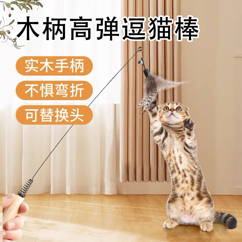 Cat teasing cat stick CFA race self -relieving wooden handle long…