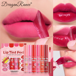 Cross-Border Lipstick Set of 6 Pieces, Peel-Off Moisturizing Lip Mask, Lip Gloss, Peel-Off Lip Lipstick, Liquid Lipstick, Peel-Off Film