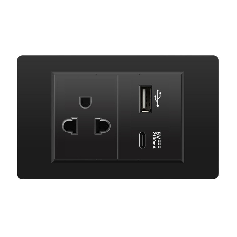 外国貿易スイッチソケット黒 PC パネル壁東南アジアタイ 6 穴台湾ソケット 20Wtype-c|undefined