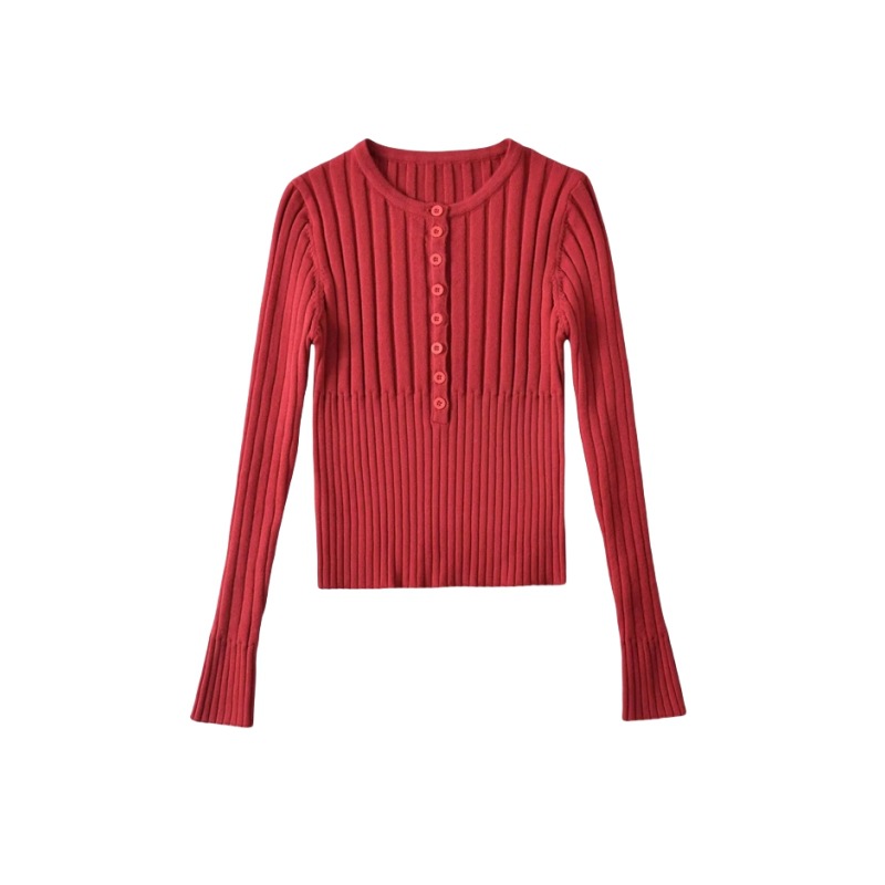 Retro knitted autumn sweater with a round collar