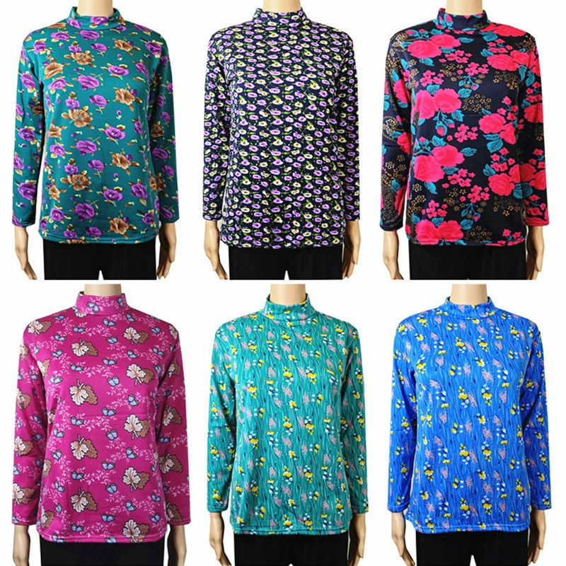 Осенне-зимние женские тонкие бархатные теплые топы среднего и пожилого возраста с высоким воротником и длинными рукавами, осенняя одежда, женские рубашки, поставка уличных киосков