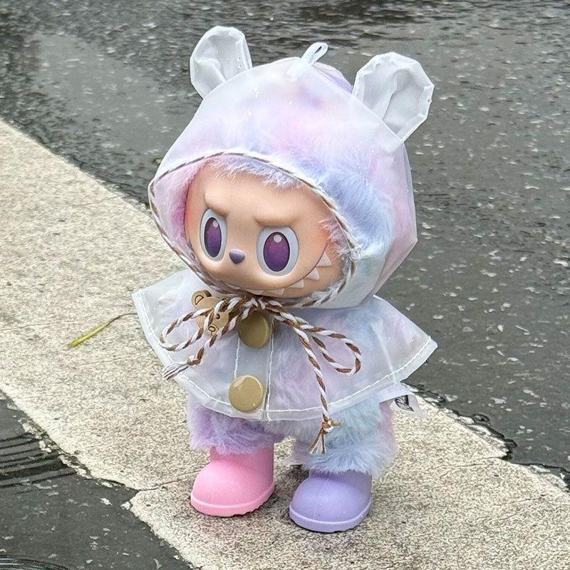 17cm Labubu Raincoat Third Generation Baby Clothes Second Generation Sitting Party Suit Doll Labubu Baby Clothes