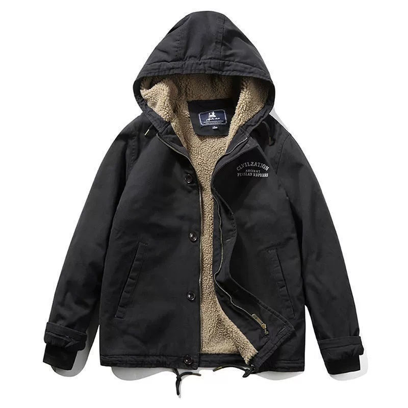 Новая осенне-зимняя утепленная куртка на флисовой подкладке, куртка с хлопковой подкладкой, Мужская свободная куртка с капюшоном, повседневная куртка 1883 года