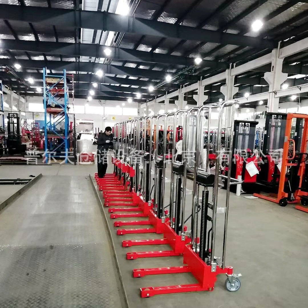 非标轻型手动半电动堆高车模具工位车上下料倾斜滚筒辊筒滚珠串杆