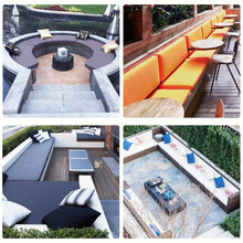 户外庭院防水沙发垫藤椅别墅酒店沙滩连体靠背高密度海绵坐垫新款