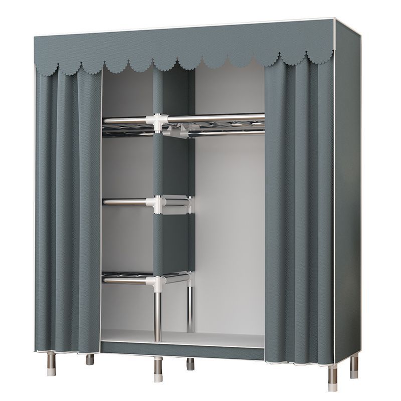 Armario simple Armario de tela para habitación de alquiler Armario de montaje de dormitorio doméstico Armario de rejilla de almacenamiento engrosado de tubería de acero