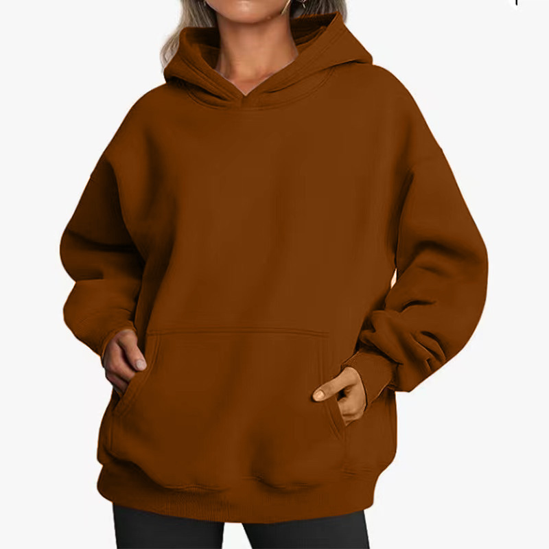 Amazon ヨーロッパとアメリカのクロスボーダー 2024 新しい女性の春と秋のフード付きスウェットシャツカジュアルポケットトップルーズプルオーバー|undefined