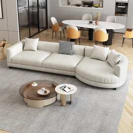 北欧现代极简沙发客厅简约小户型异形转角弧形北欧轻奢科技布沙发