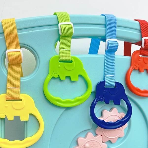 Floor Playpen with Adjustable Perforated Pull Ring for Baby Arm Exercise and Standing