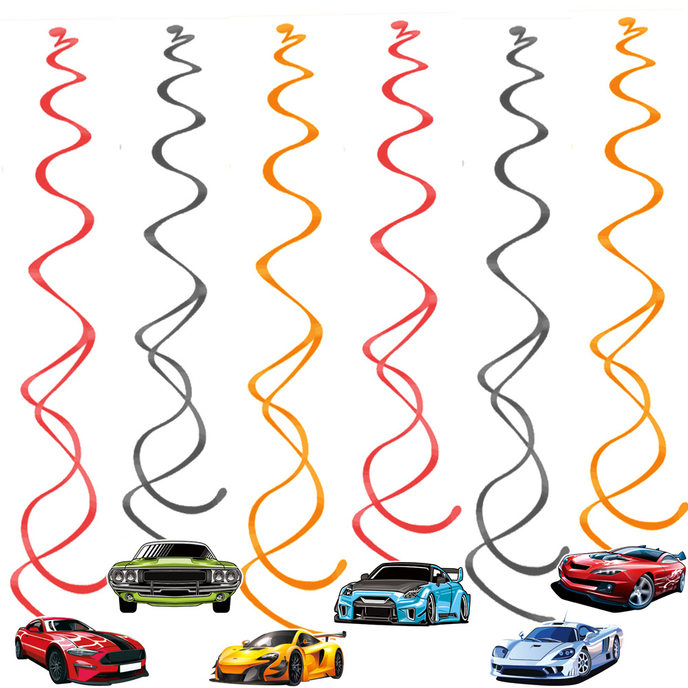 Amazon Hot Sale Hot Wheel Racing Theme Party Party cubiertos bandejas de papel tazas de papel bandejas de tracción