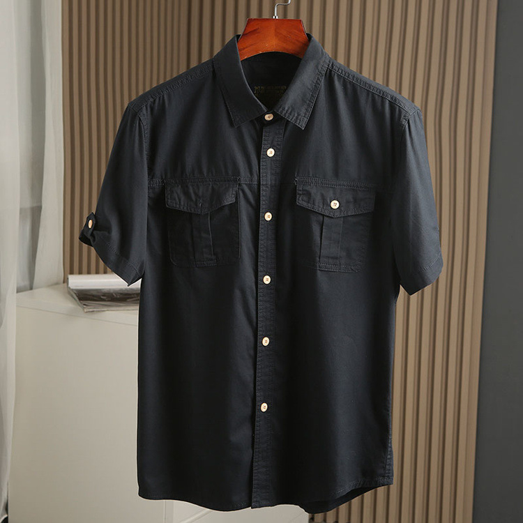 Camisas de mangas cortas de verano camisa de seda de hielo de hombre tendencia de ropa de verano camisa de abrigo de herramientas casuales