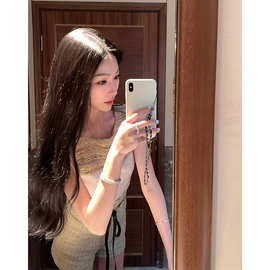 TZ3728法式小香风高级感粗花呢无袖背心女纯欲性感修身显瘦上衣
