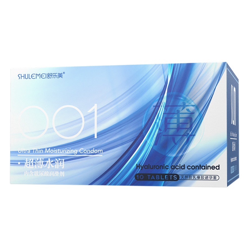 Shu Le Mei Condom Men's Ultra-thin Zero Sense 001 Long-lasting Water-soluble Hyaluronic Acid No-Wash Condom Family Planning Supplies
