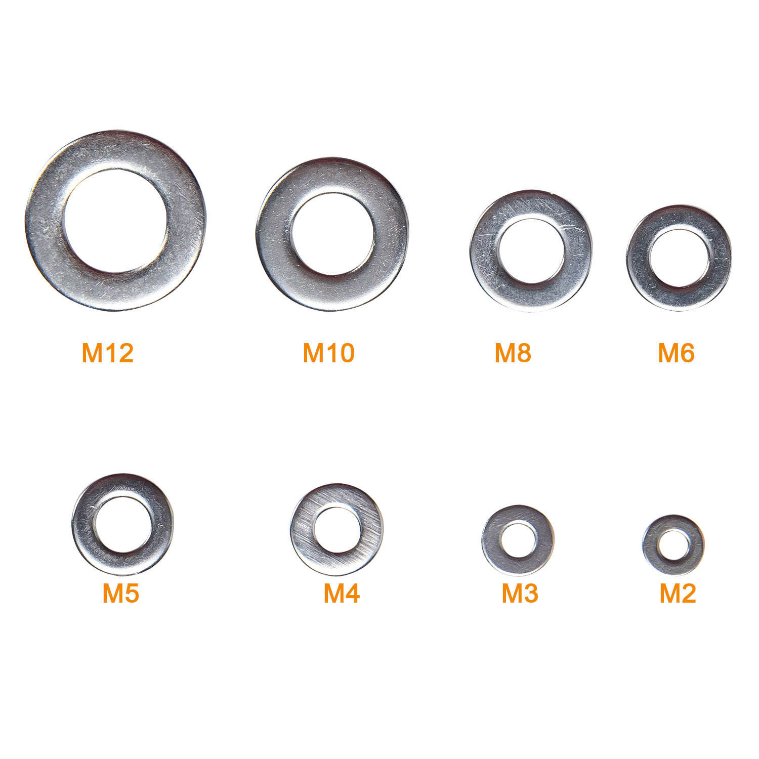 304不锈钢金属平垫圈套装M6|M8五金垫片圆形垫圈盒装1010pcs