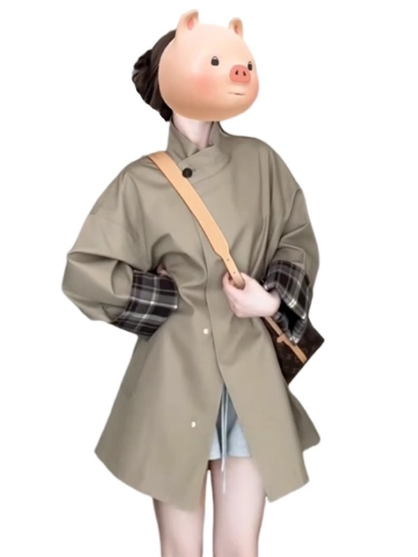 卡其色风衣外套女小个子2025新款初秋设计感超好看英伦风短款大衣|undefined