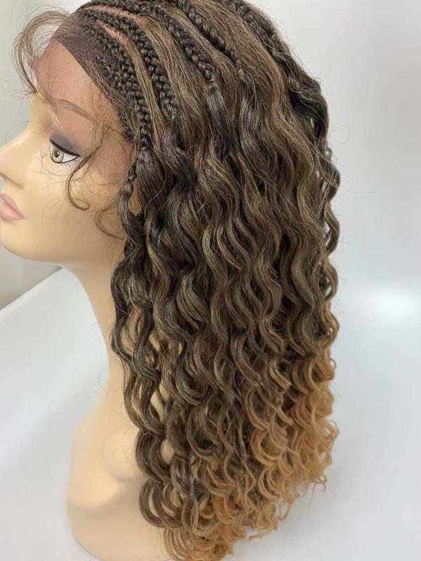 Pelucas de encaje delantera de cuatro trenzas de hueso de pescado trenzas de seda japonesa trenzadas de encaje 4 platLW0424