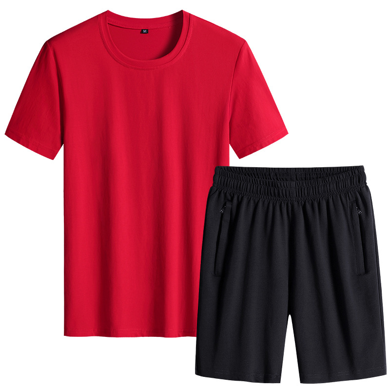 Trajes deportivos de algodón de verano para hombres delgados de mediana edad, trajes de verano para correr, trajes casuales, trajes deportivos sueltos para hombres