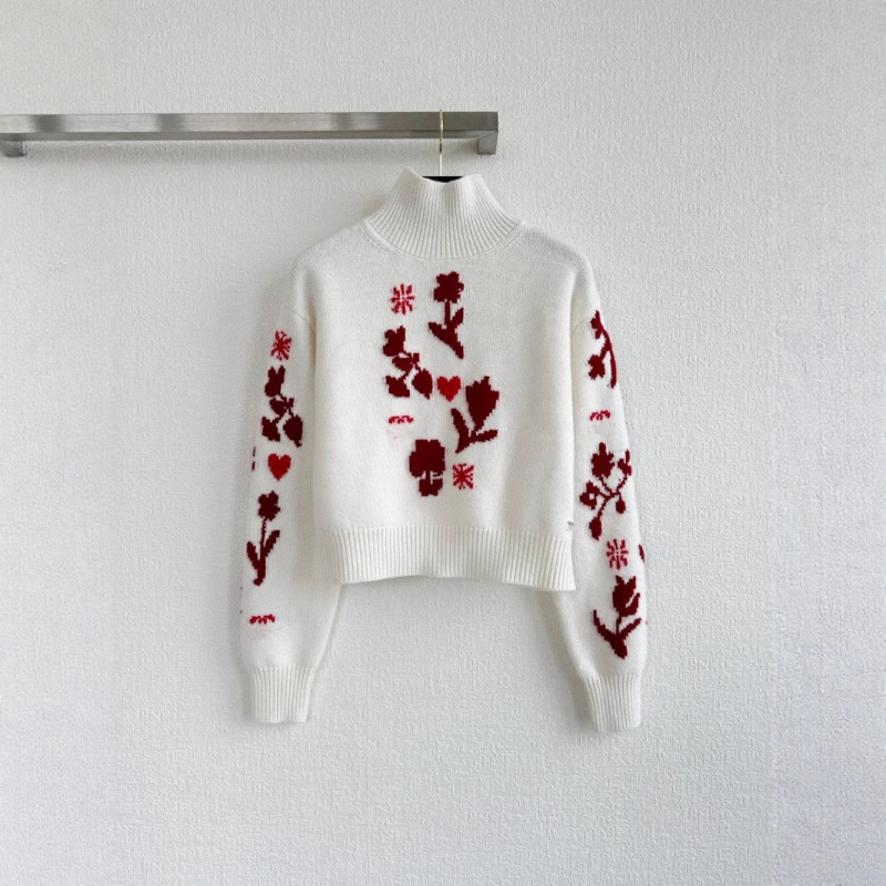 Original Design Autumn/Winter New Style Elegant and Gentle Chanel-Inspired Color-Block Floral Jacquard High-Neck Long-Sleeve Knit Sweater Original Design Autumn/Winter New Style Elegant and Gentle Chanel-Inspired Color-Block Floral Jacquard High-Neck Long-Sleeve Knit Sweater