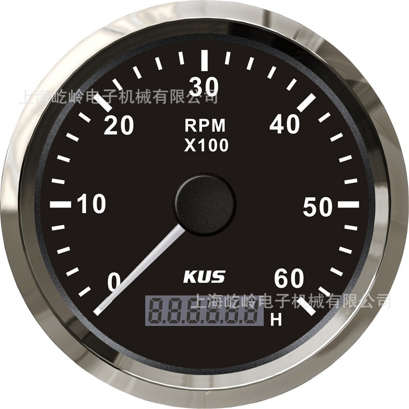 9-32V, Universal automobile instrument - silver-edge-black-face-6000rpm