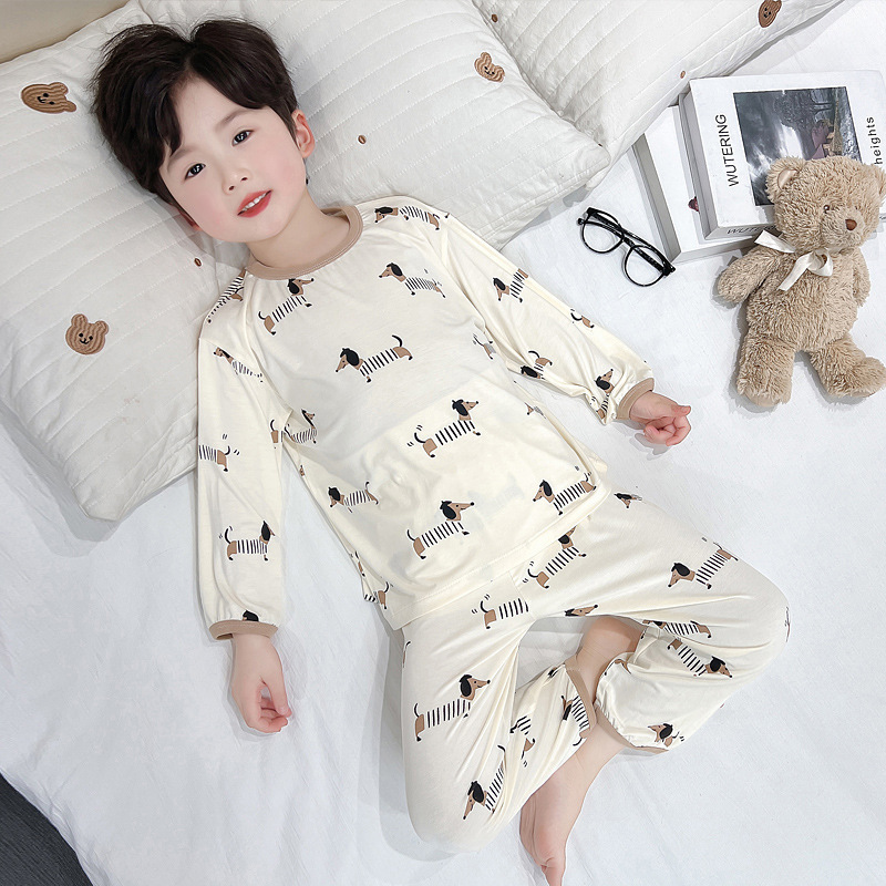 Boys' Pajamas Spring and Autumn 2026 New Modal Long-Sleeve Baby Air Conditioning Clothing Summer Boys' Children's Home Wear Thin