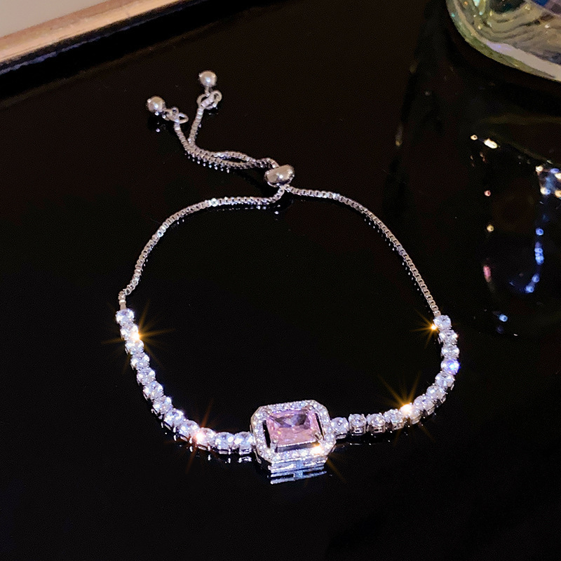 Pulsera de flores cuadrada geométrica de piedra de silicio lujosa pulsera de alta calidad temperamento exquisito personalidad joyas al por mayor