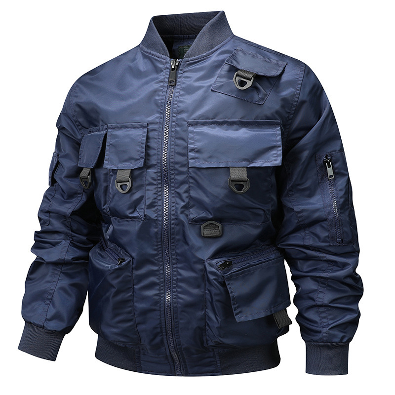 New Style Men's Bomber Jacket American Workwear Military Baseball Jacket Multi-Pocket Functional Combat Jacket