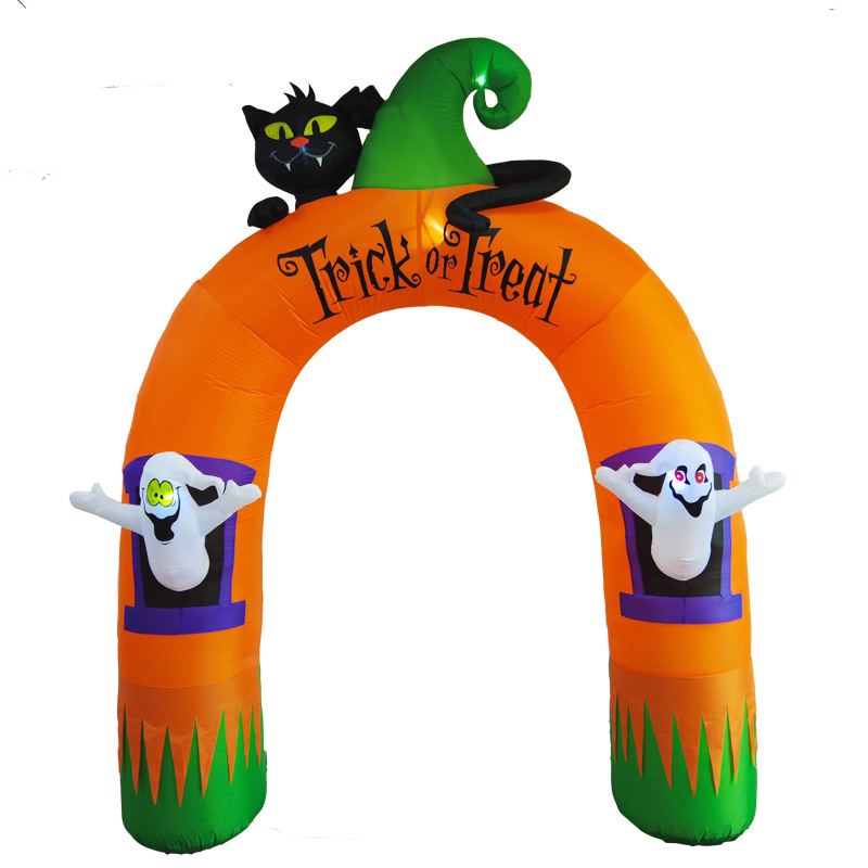 2024 modelo privado nueva decoración inflable al aire libre Halloween 10FT arco inflable fantasma gato negro arco inflable