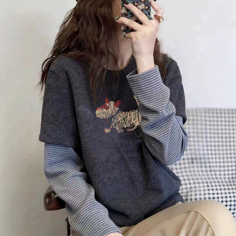 2026 new model, unique design, women's spring and autumn pure cotton inner layer top, loose long-sleeve T-shirt 2026 new model, unique design, women's spring and autumn pure cotton inner layer top, loose long-sleeve T-shirt