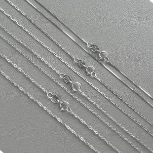 S925 sterling silver necklace thin chain box chain water wave chain flash O side chain female clavicle chain chain matching silver chain wholesale