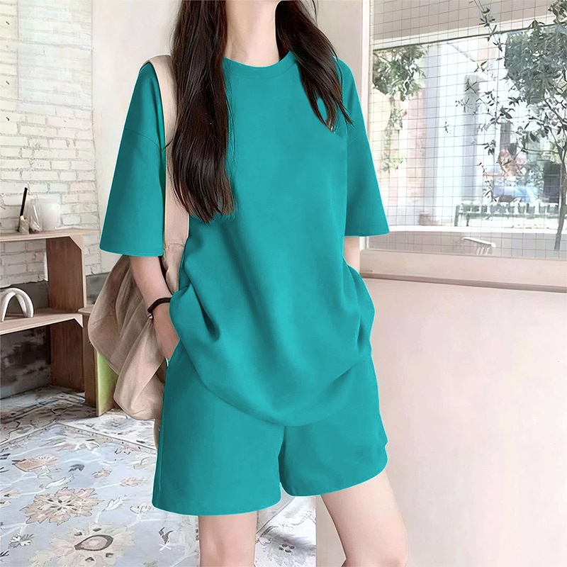 Milk Silk New Style Loungewear Set, a Complete Set of Loose-Fitting, Plus-Size, Fashionable, Versatile Short-Sleeve and Shorts Two-Piece Set