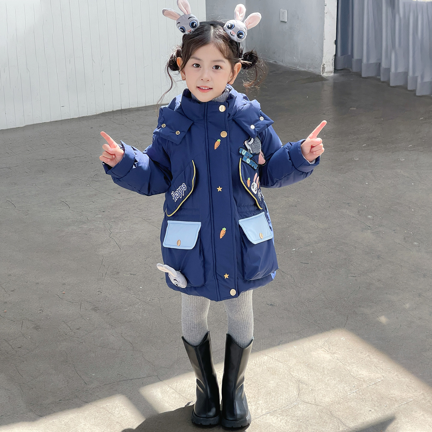 朱迪兔子警官羽绒服2025新款洋气儿童冬季小女孩甜美卡通加厚外套