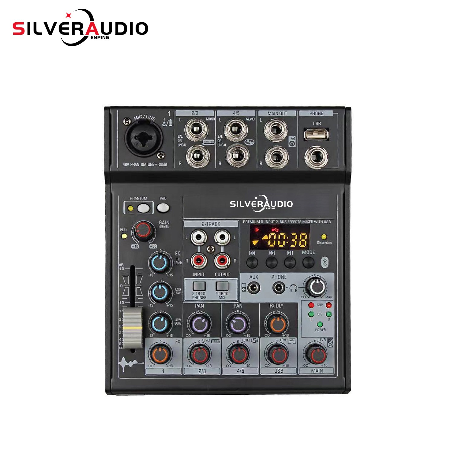 (2개) GAX-TG502 작은 믹서 4 채널 라이브 녹음 DJ 휴대 전화 컴퓨터 USB 블루투스 디지털 효과 장치