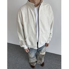 春秋季美式复古高街cleanfit风廓形短宽boxy纯色拉链外套开衫夹克