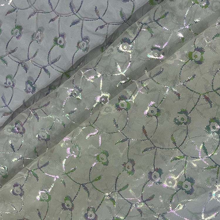 2025 nueva malla de gaza artesanal color fantasma estampado bordado malla de primavera, verano y otoño ropa de niñas