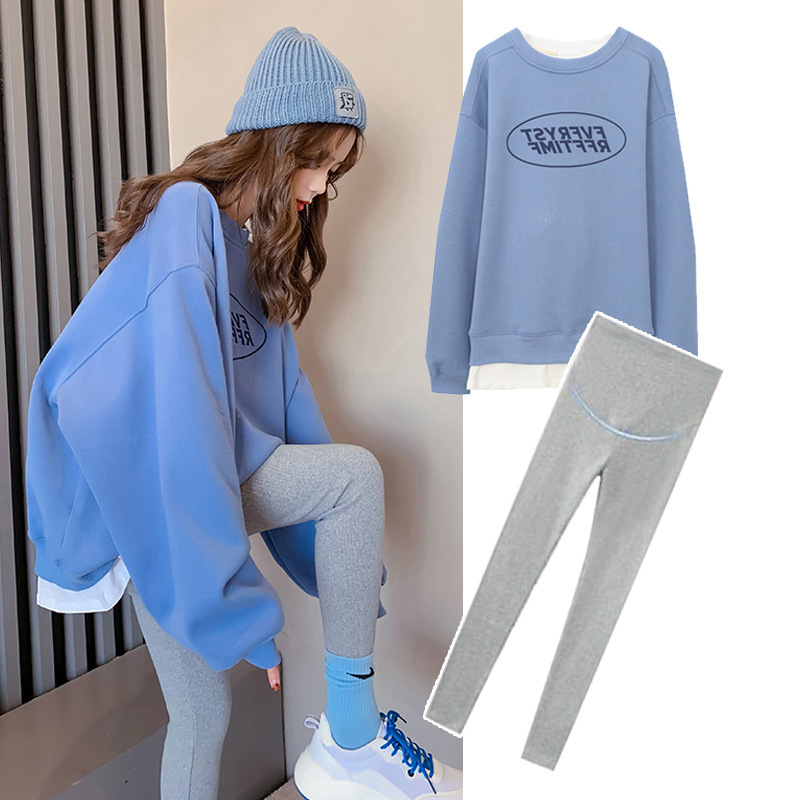 Maternity Sweatshirt Autumn Outfit Internet Celebrity Set Going Out Fashion Top Spring and Autumn 2025 New Sweatshirt Dress Winter Wear